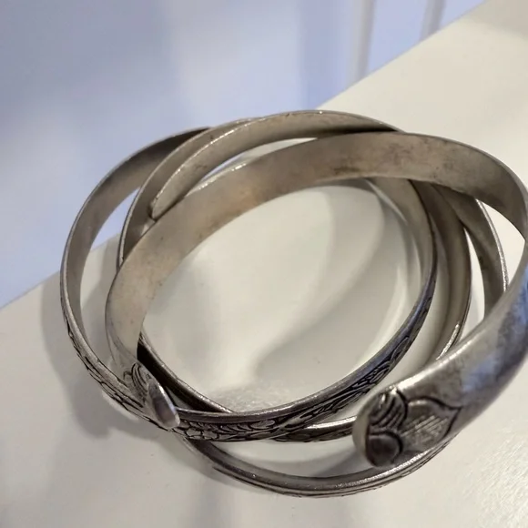 Genuine Moroccan Silver Engraved Bangles - Picture 3 of 4
